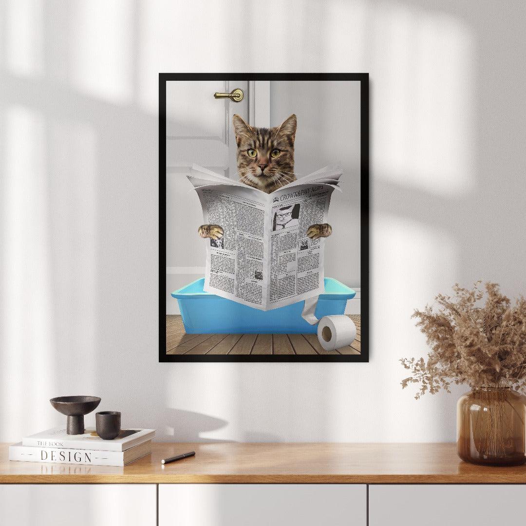 Royal and Paws - Framed Poster Custom Cat in Litter Tray Portrait - Framed Poster 8" x 10" / Black / Blue