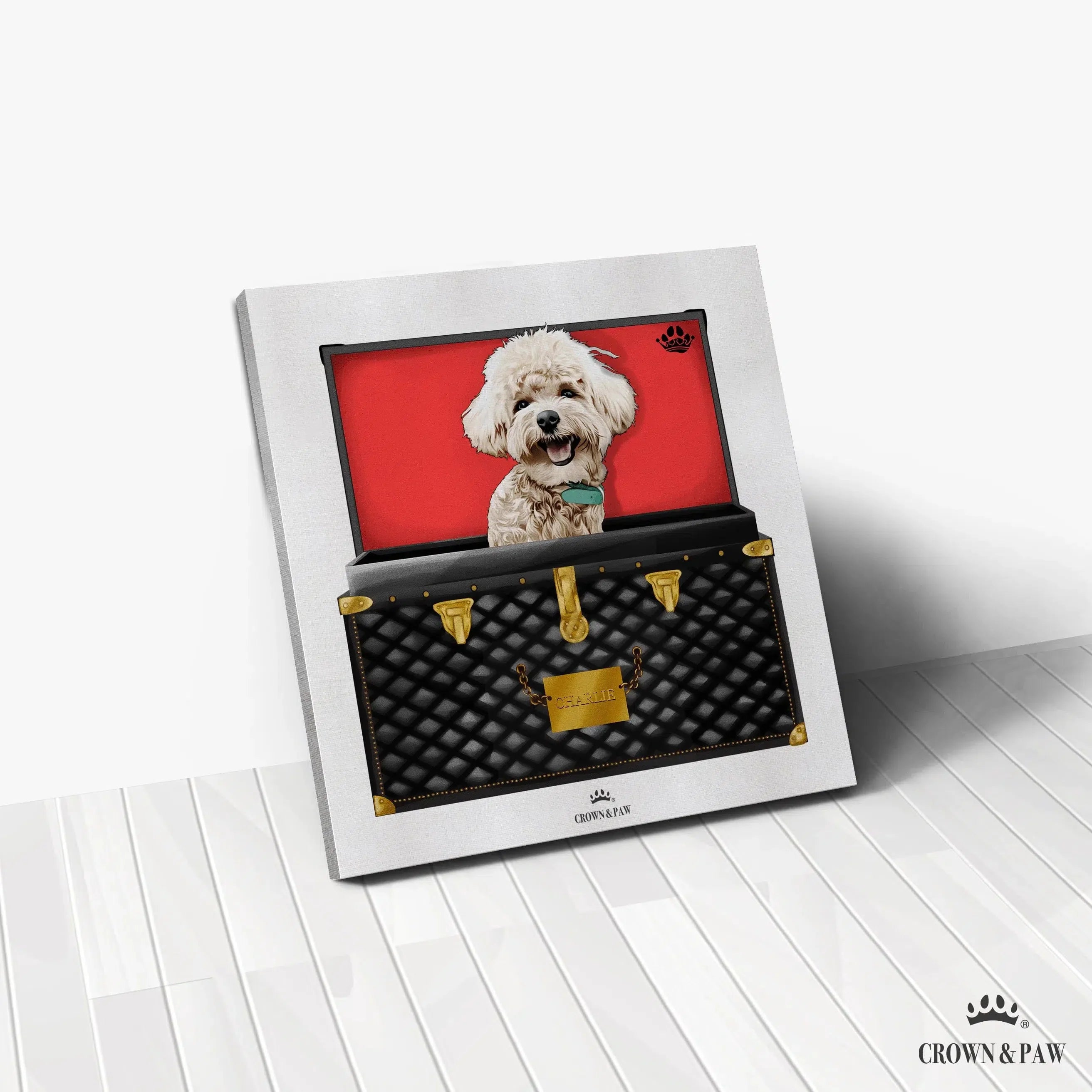 Black and Gold Luxury Trunk Pet Portrait