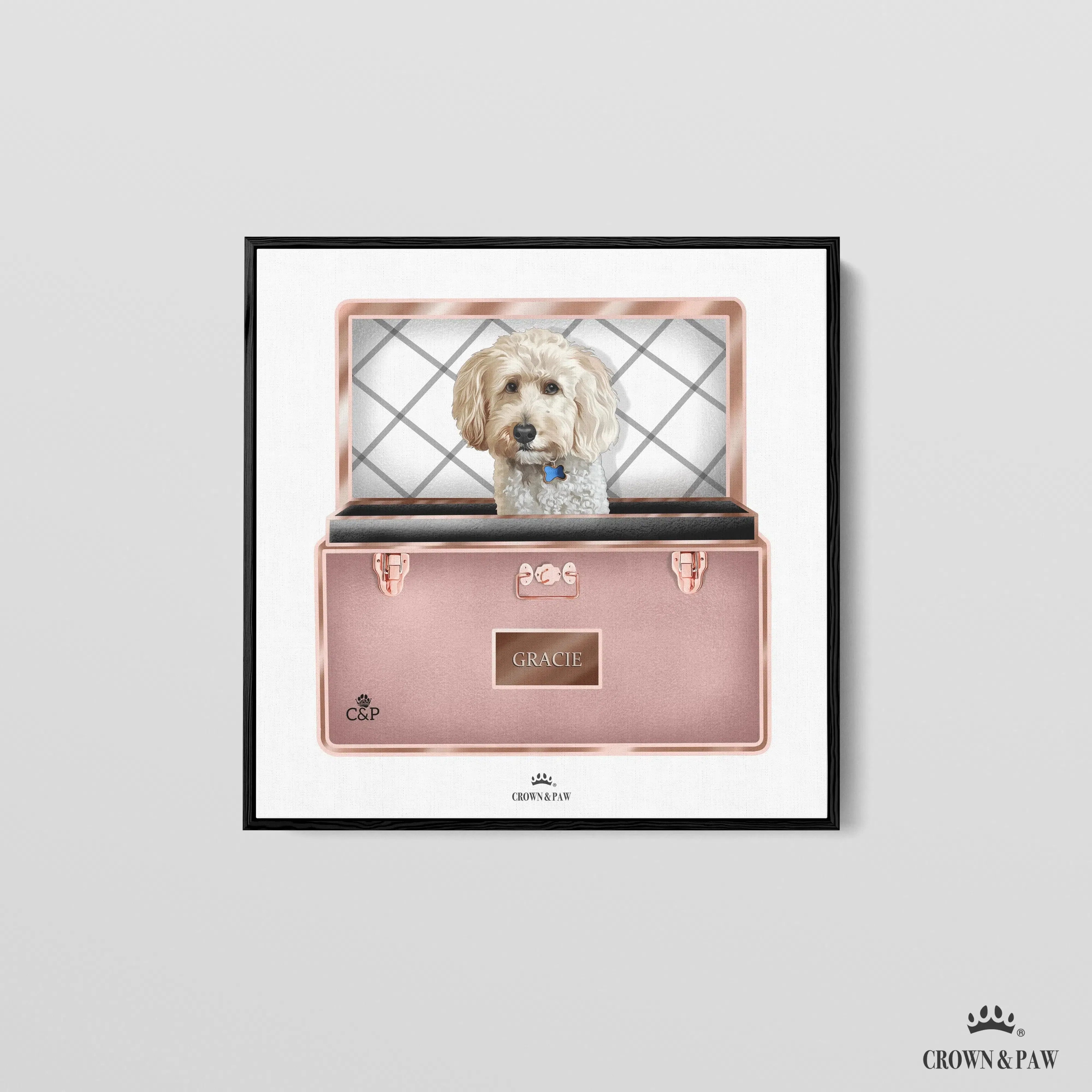 Rose Gold Luxury Trunk Pet Portrait