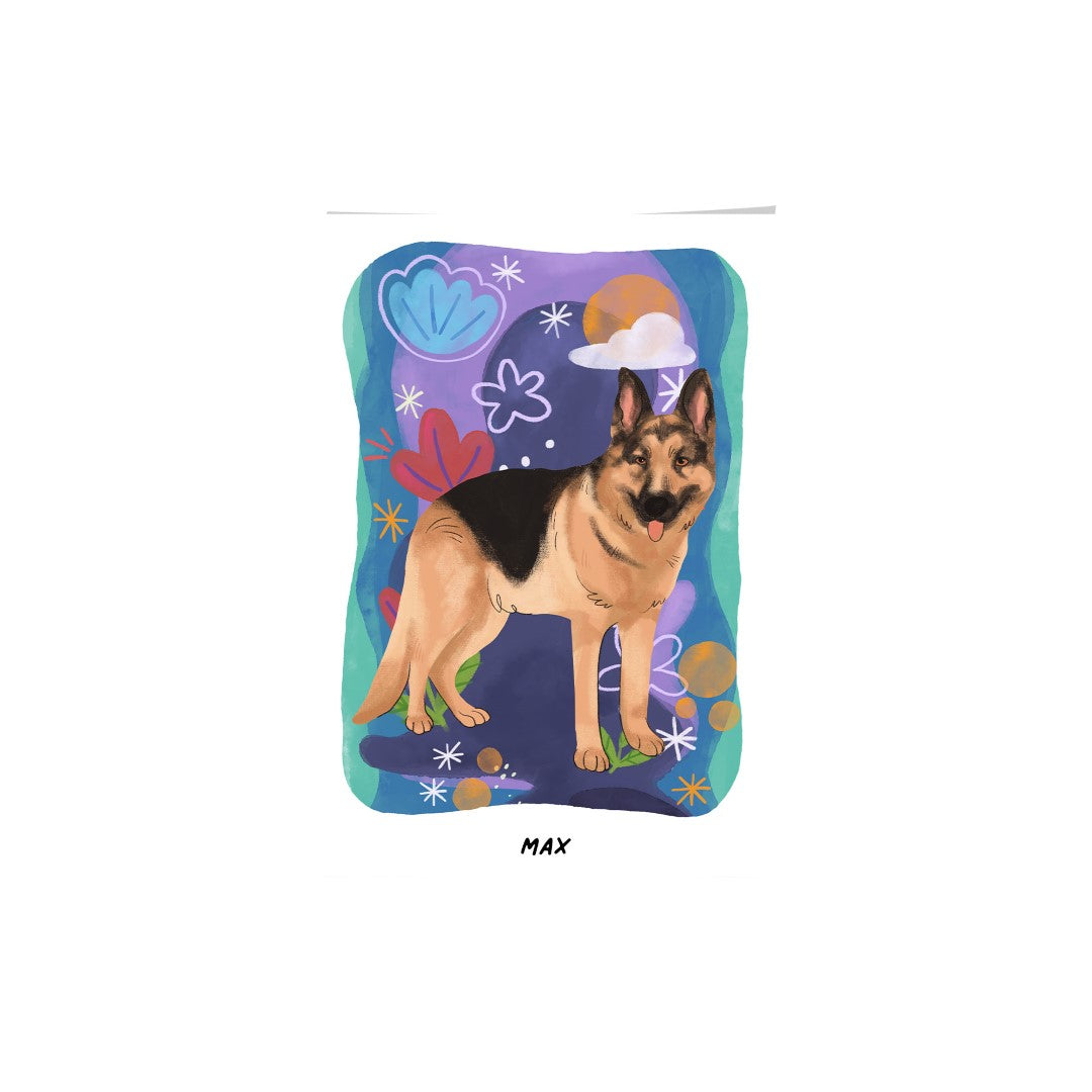 Premium Watercolor Pet Portrait - One Pet, Framed Poster