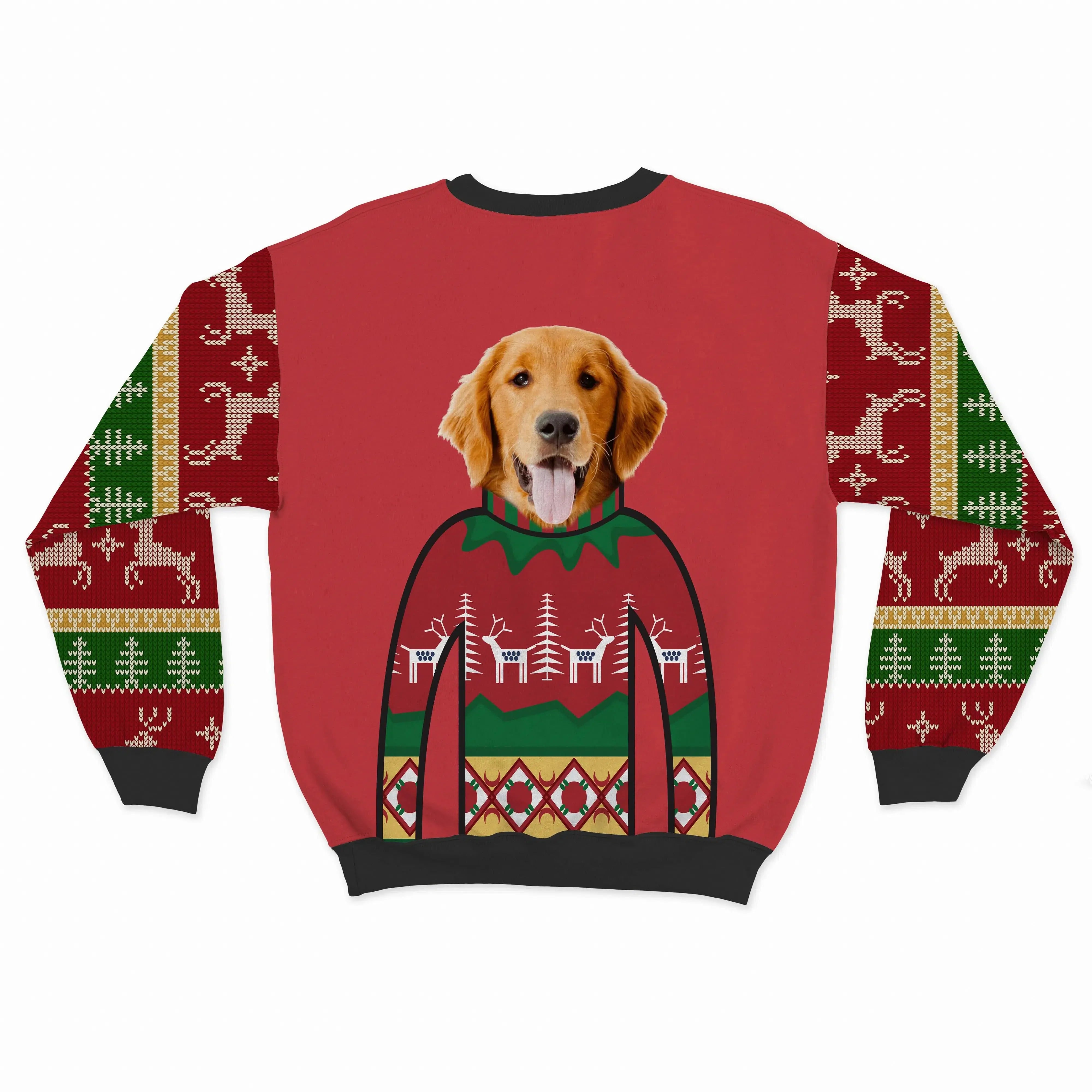 Royal and Paws - Custom Clothing Premium Christmas Sweatshirt Christmas Red / Reindeer and Trees / S