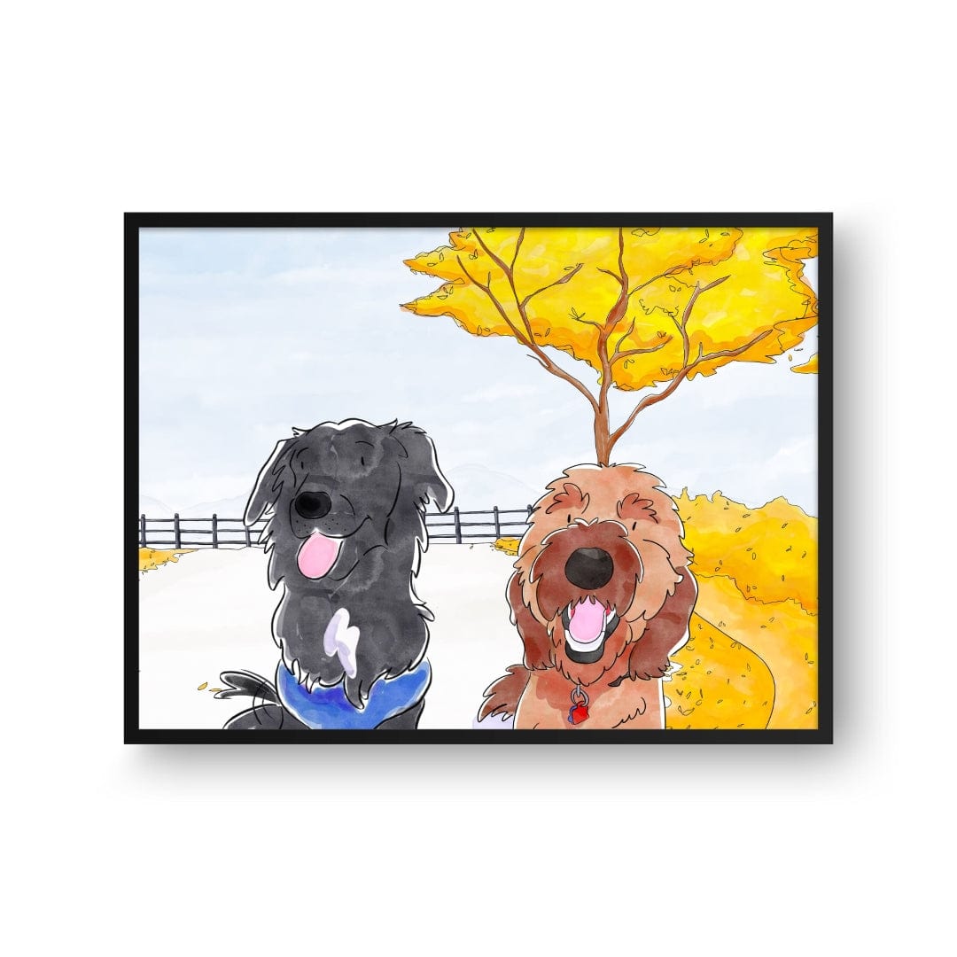 Royal and Paws - Framed Poster Watercolor Pet Portrait - Two Pets, Framed Poster