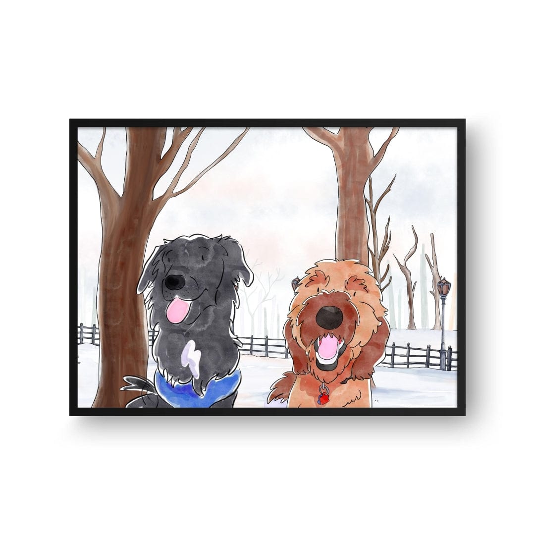 Royal and Paws - Framed Poster Watercolor Pet Portrait - Two Pets, Framed Poster