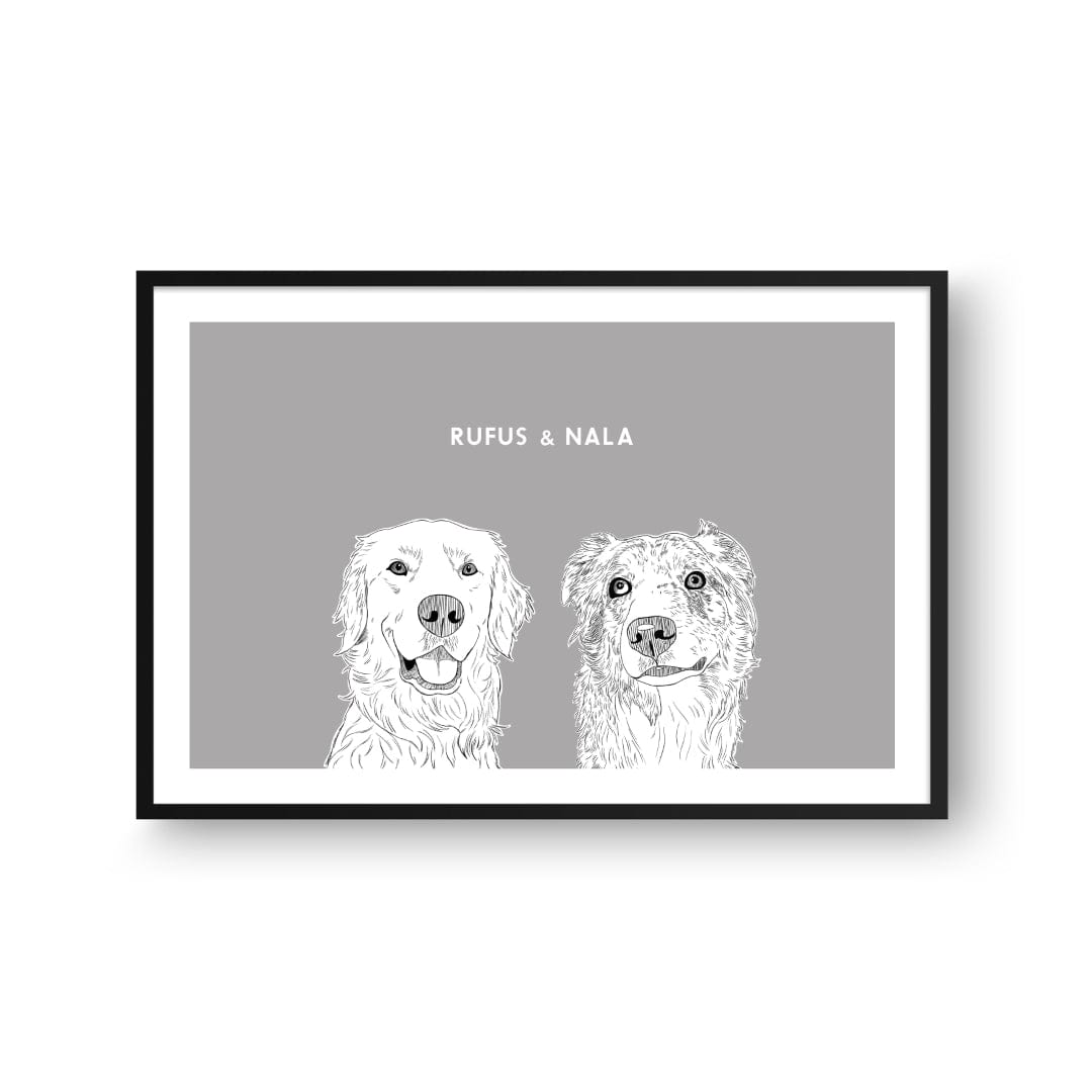 Royal and Paws - Framed Poster Illustrated Pet Portrait - Two Pets