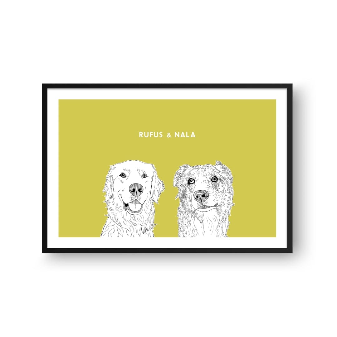 Royal and Paws - Framed Poster Illustrated Pet Portrait - Two Pets
