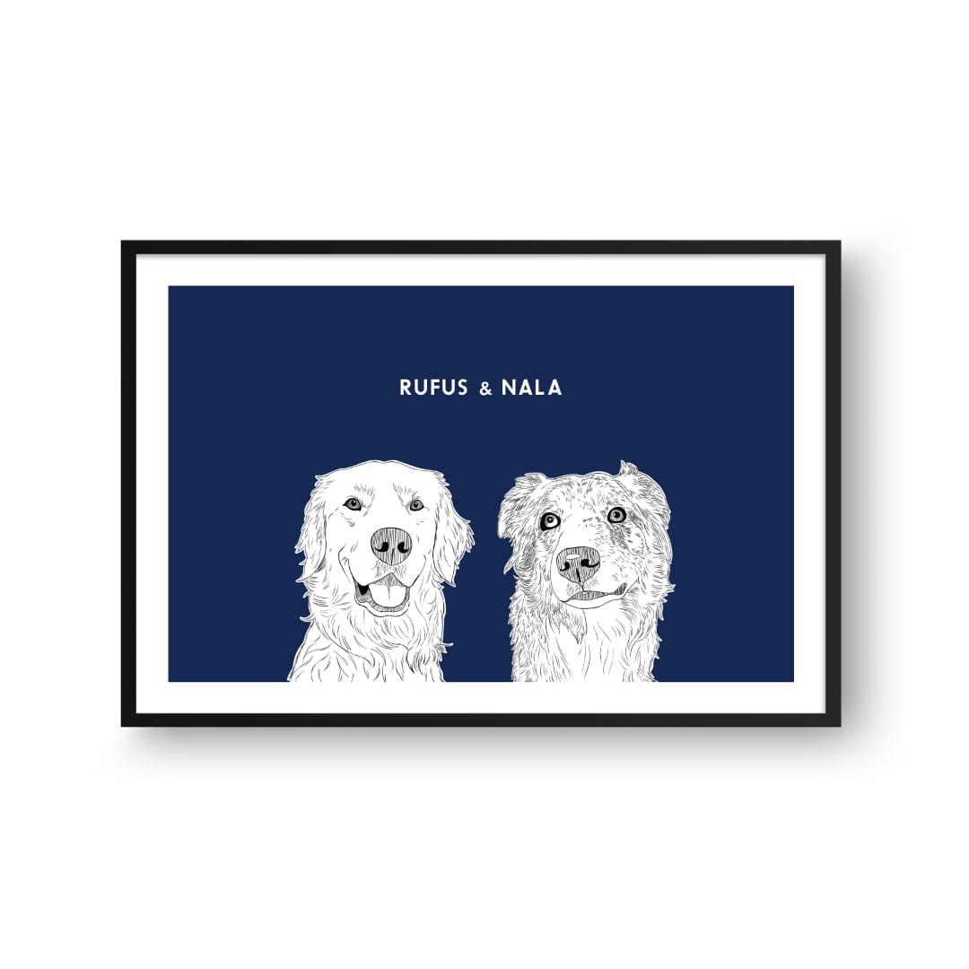 Royal and Paws - Framed Poster Illustrated Pet Portrait - Two Pets