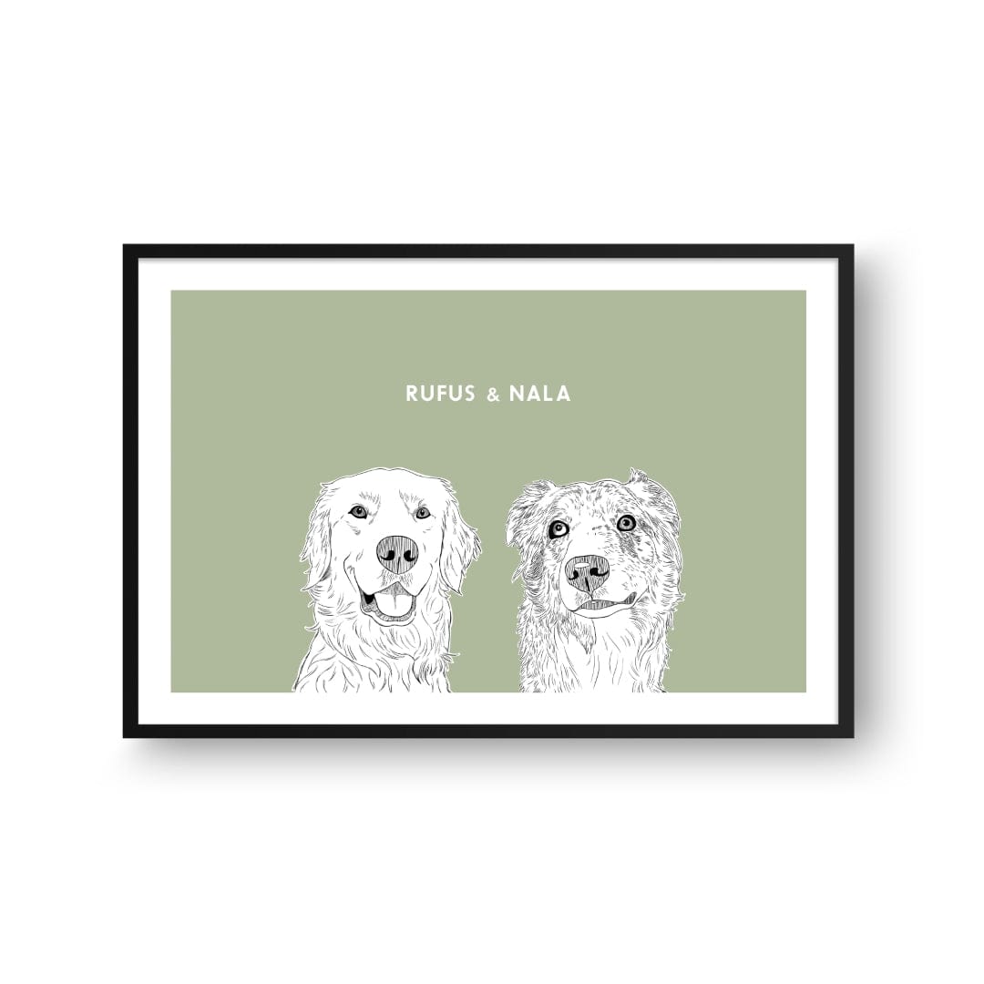 Royal and Paws - Framed Poster Illustrated Pet Portrait - Two Pets