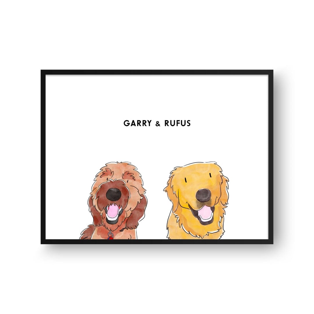 Royal and Paws - Framed Poster Watercolor Pet Portrait - Two Pets