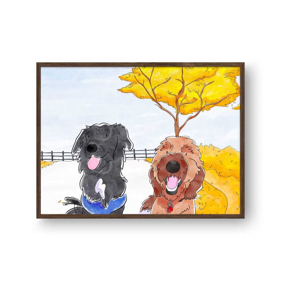 Royal and Paws - Framed Poster Watercolor Pet Portrait - Two Pets, Framed Poster