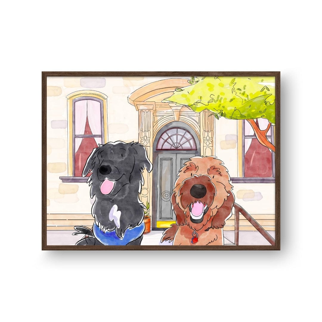 Royal and Paws - Framed Poster Watercolor Pet Portrait - Two Pets, Framed Poster