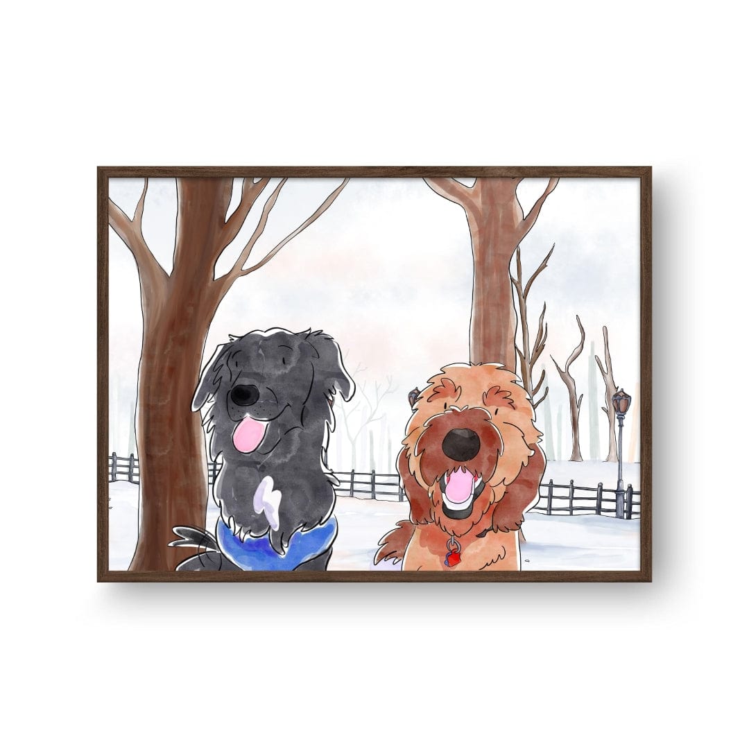 Royal and Paws - Framed Poster Watercolor Pet Portrait - Two Pets, Framed Poster