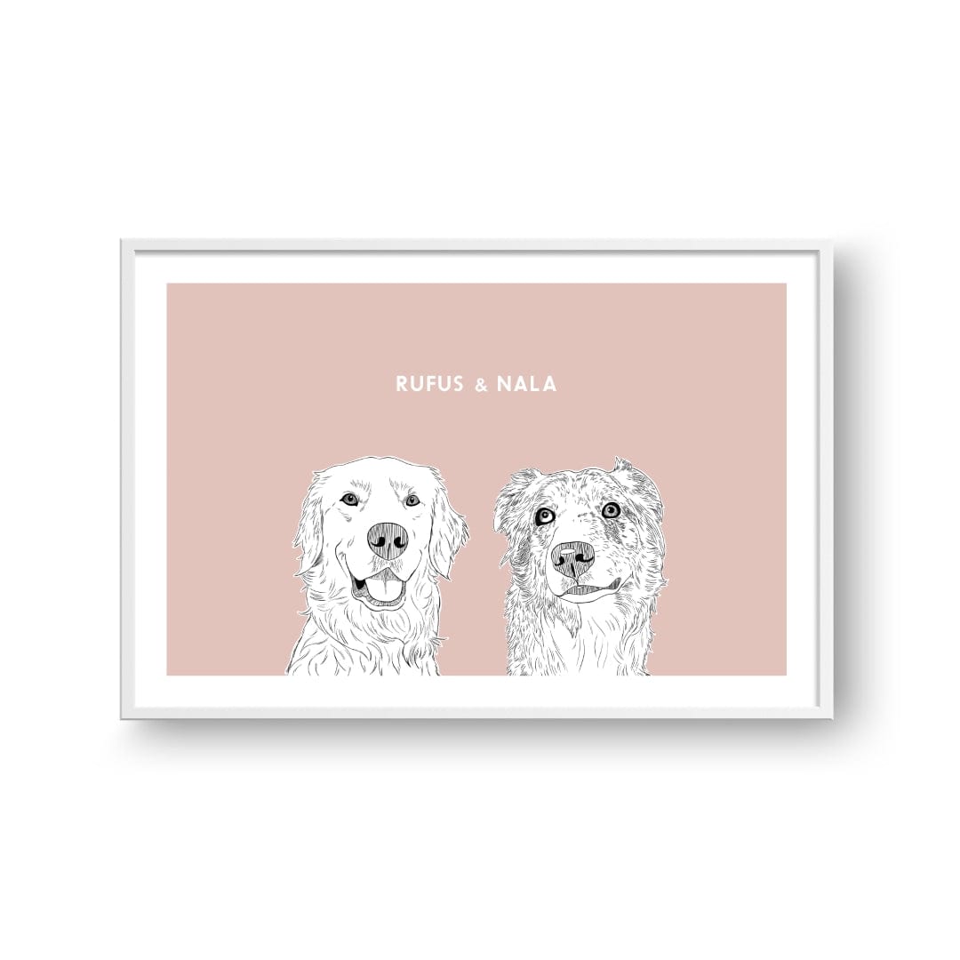 Royal and Paws - Framed Poster Illustrated Pet Portrait - Two Pets