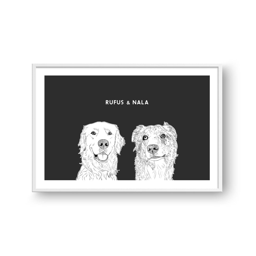 Royal and Paws - Framed Poster Illustrated Pet Portrait - Two Pets