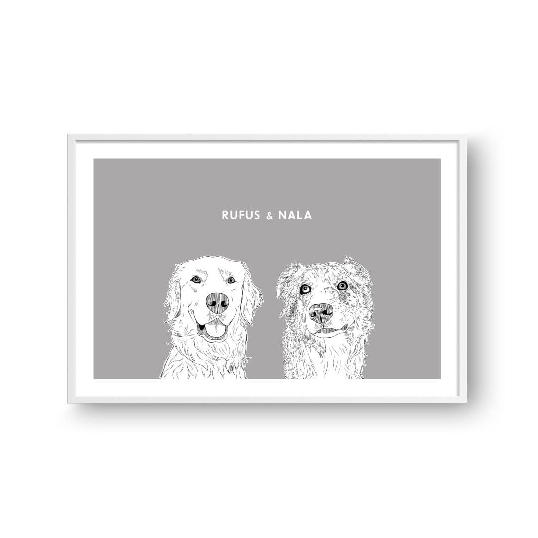 Royal and Paws - Framed Poster Illustrated Pet Portrait - Two Pets