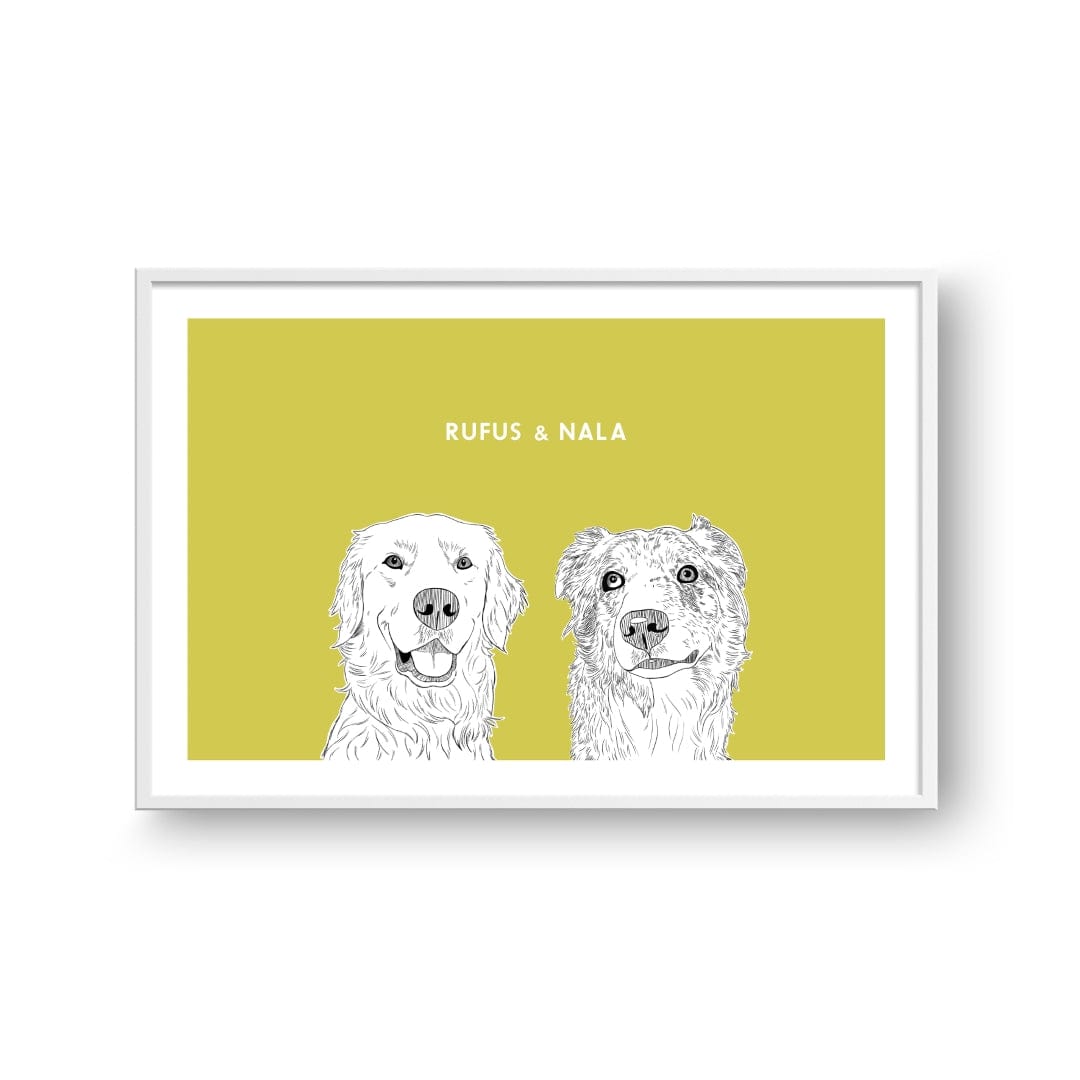 Royal and Paws - Framed Poster Illustrated Pet Portrait - Two Pets