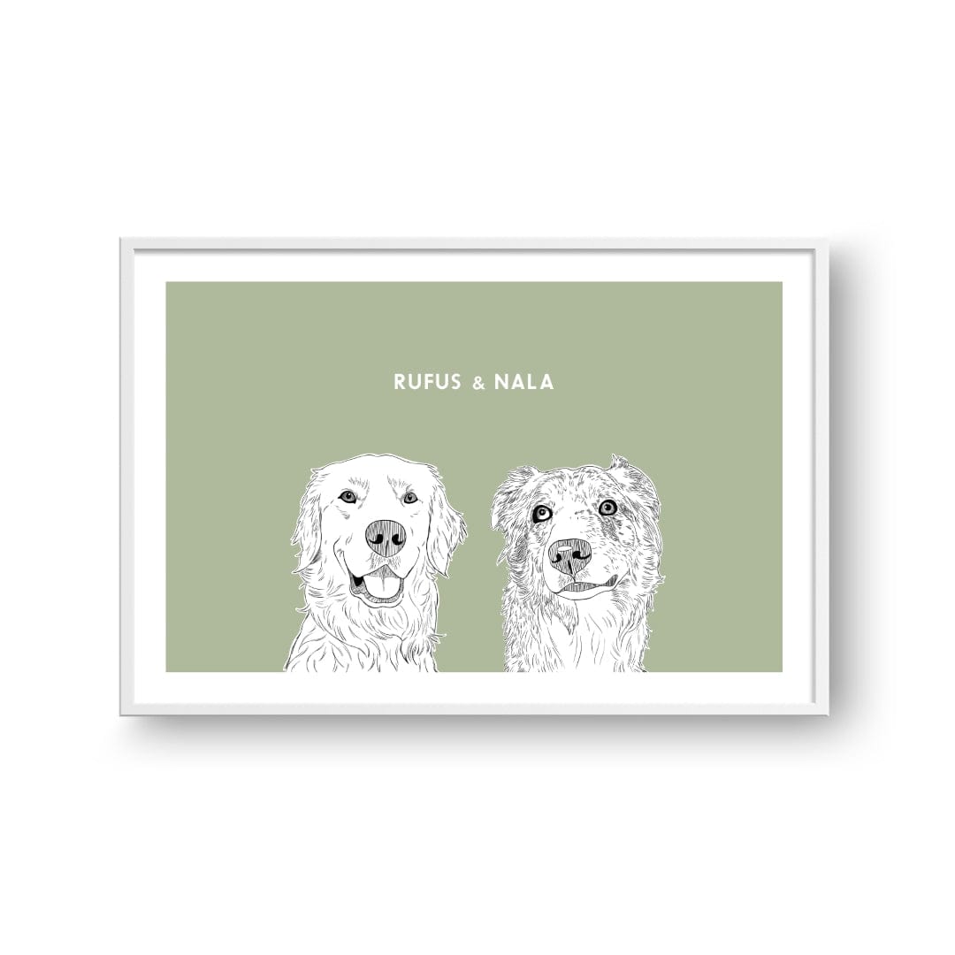 Royal and Paws - Framed Poster Illustrated Pet Portrait - Two Pets