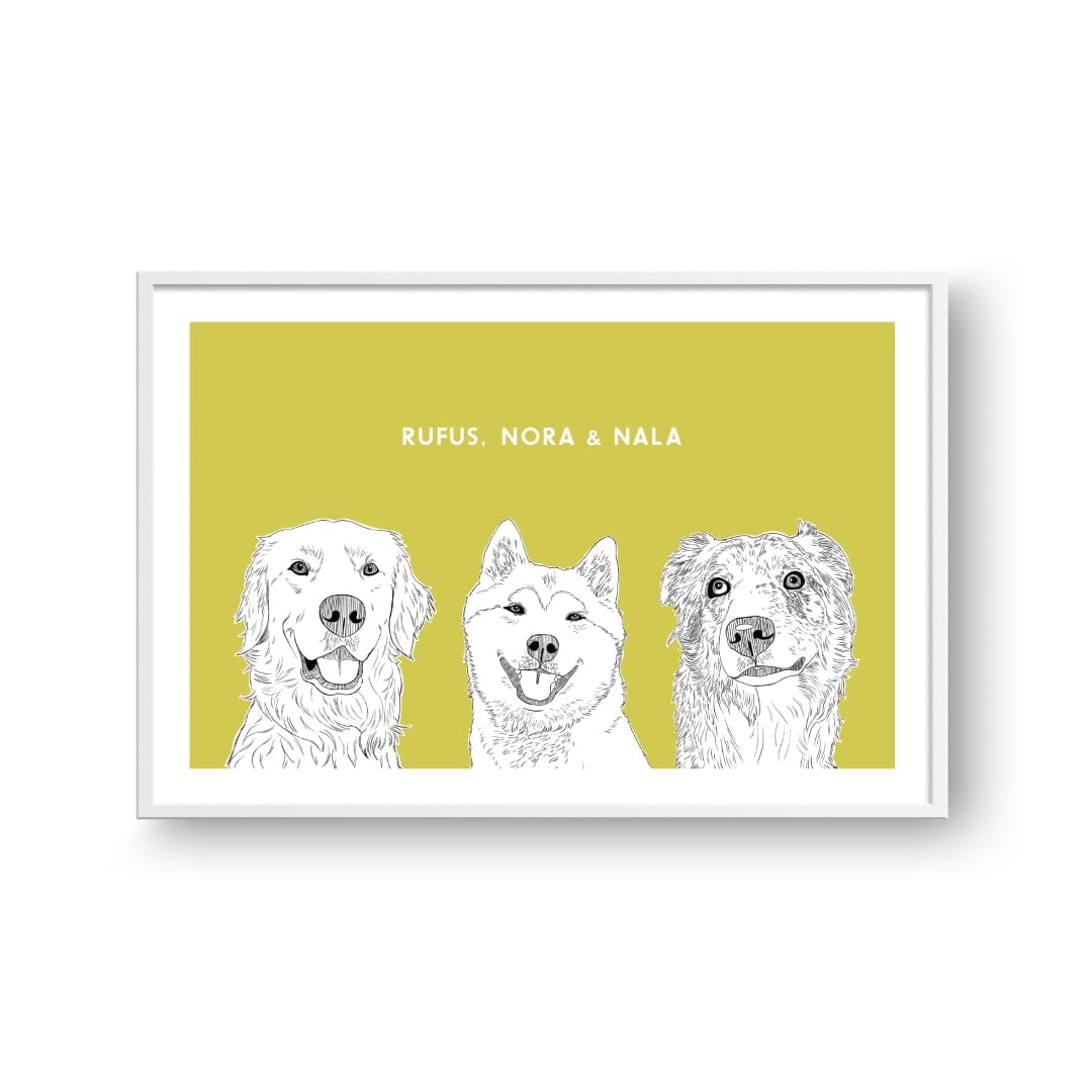 Royal and Paws - Framed Poster Illustrated Pet Portrait - Three Pets