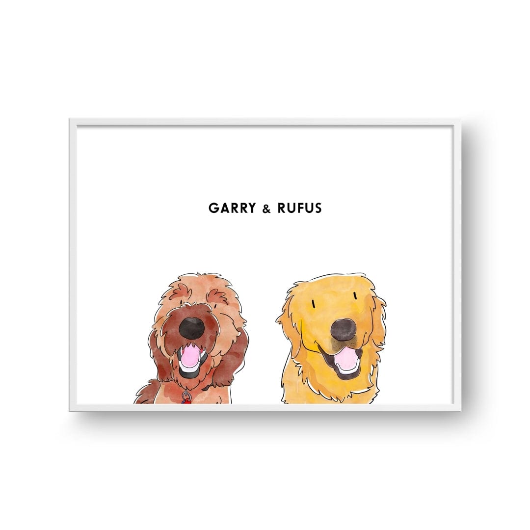 Royal and Paws - Framed Poster Watercolor Pet Portrait - Two Pets