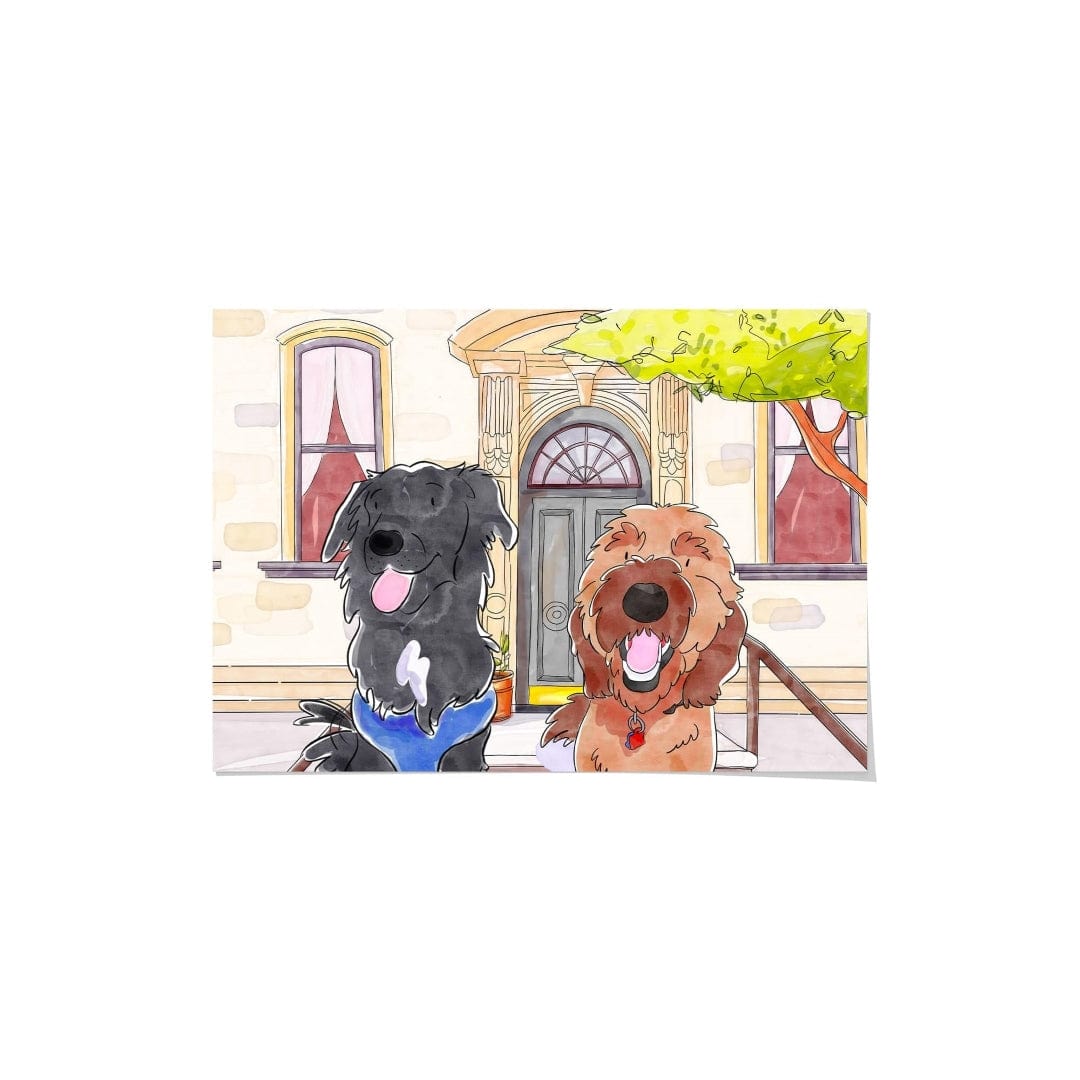 Royal and Paws - Framed Poster Watercolor Pet Portrait - Two Pets, Framed Poster