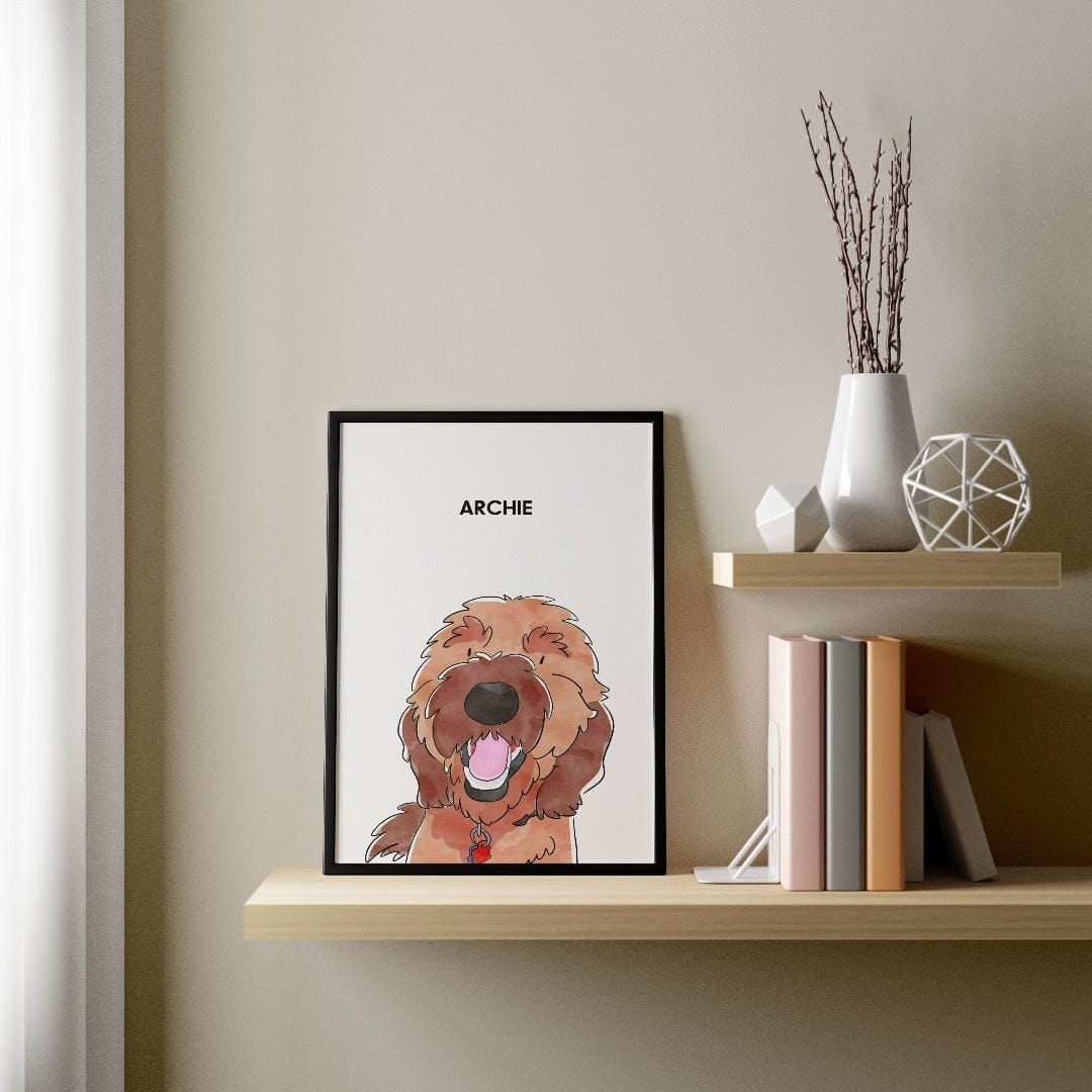 Watercolor Pet Portrait - One Pet, Framed Poster