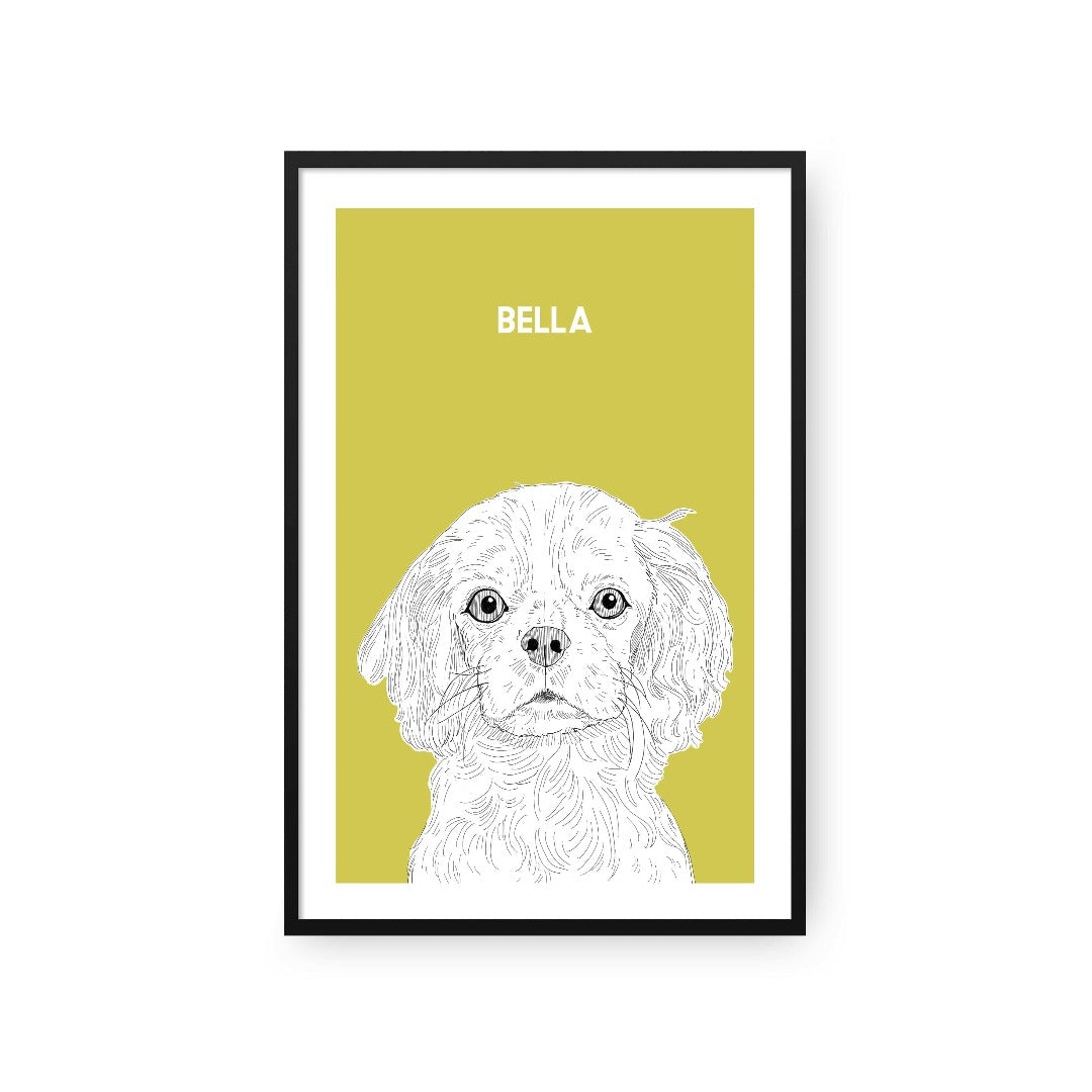 Royal and Paws - Framed Poster Illustrated Pet Portrait - One Pet 8" x 10" / Black / Mustard