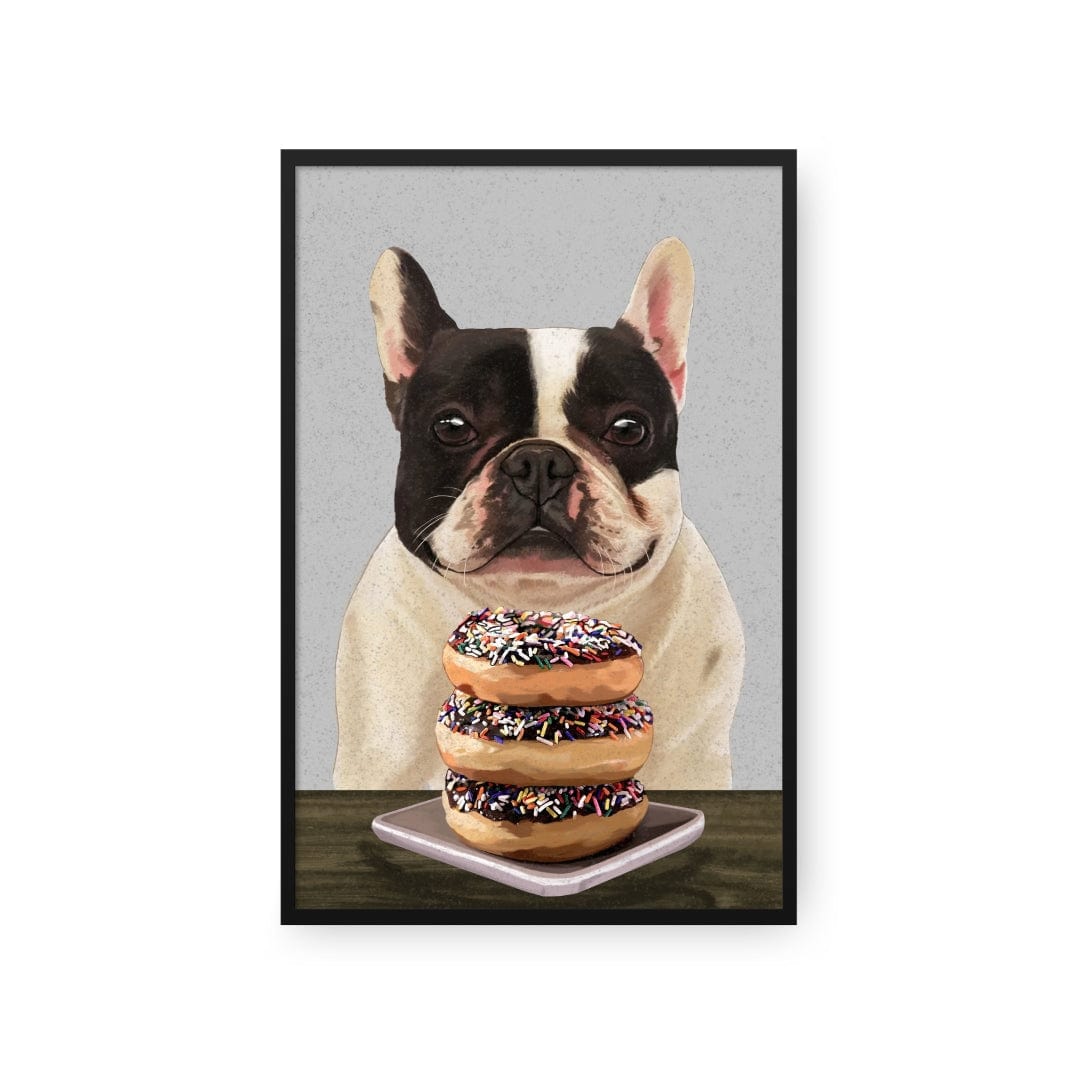 Royal and Paws - Framed Poster Custom Pet with Donuts Portrait - Framed Poster