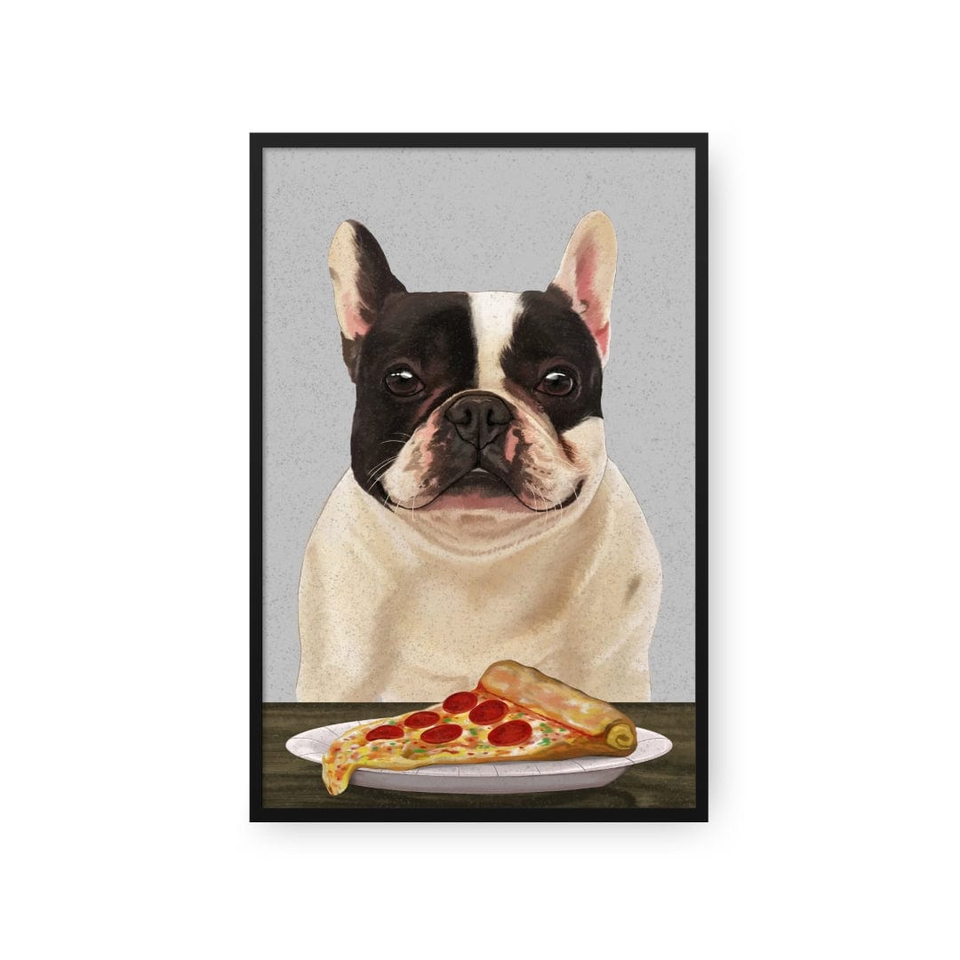 Royal and Paws - Framed Poster Custom Pet with Pizza Portrait - Framed Poster