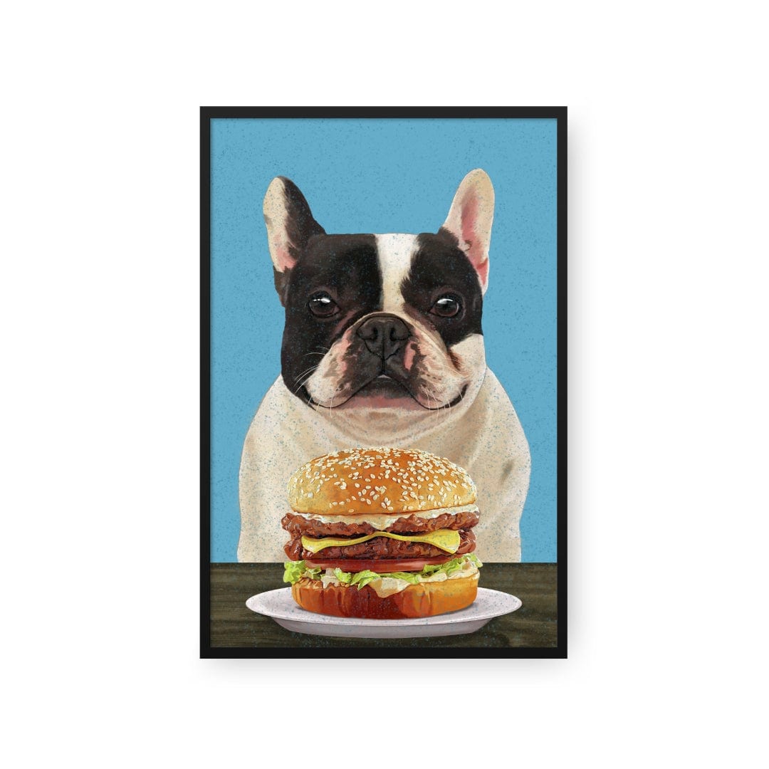Royal and Paws - Framed Poster Custom Pet with Burger Portrait - Framed Poster