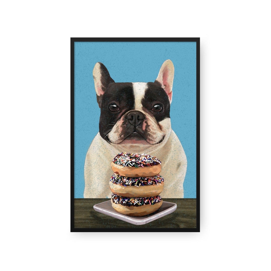 Royal and Paws - Framed Poster Custom Pet with Donuts Portrait - Framed Poster