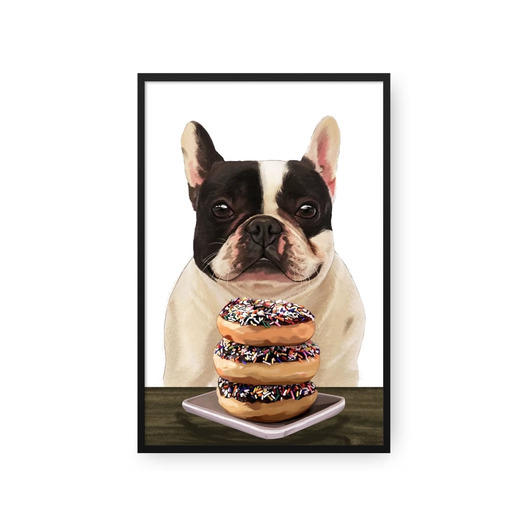 Royal and Paws - Framed Poster Custom Pet with Donuts Portrait - Framed Poster