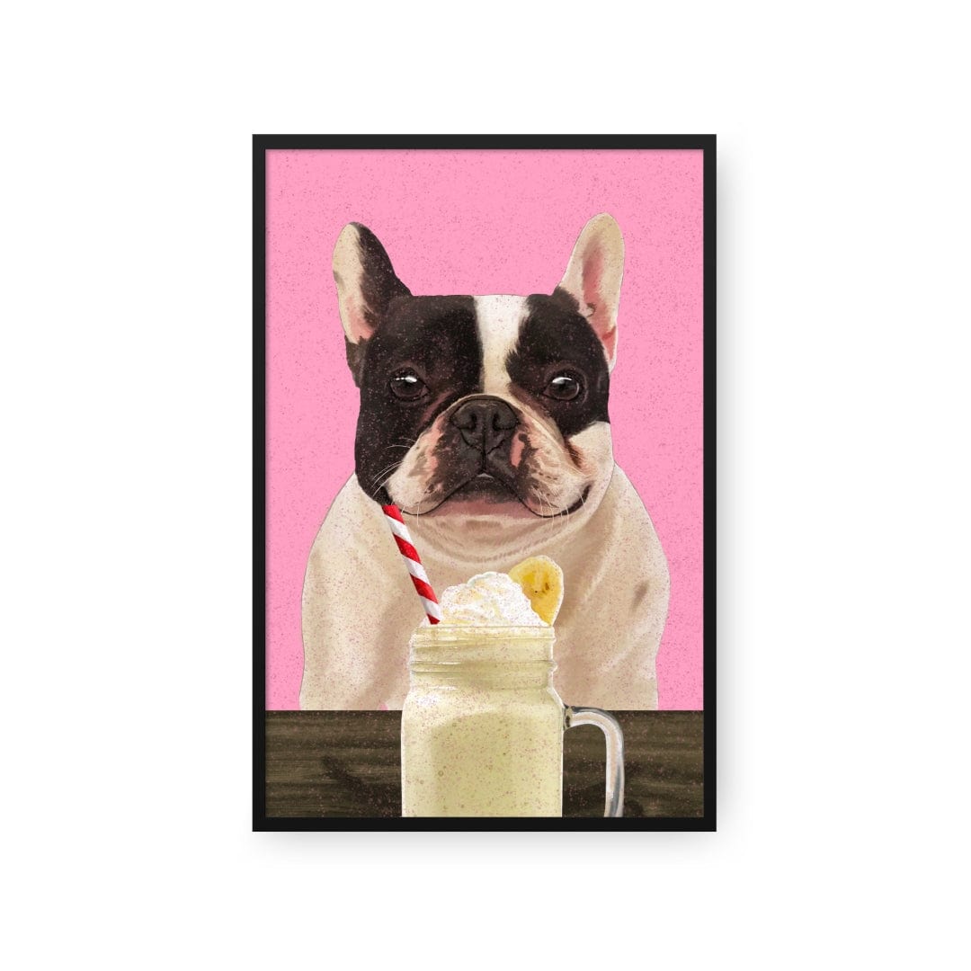 Royal and Paws - Framed Poster Custom Pet with Banana Shake Portrait - Framed Poster