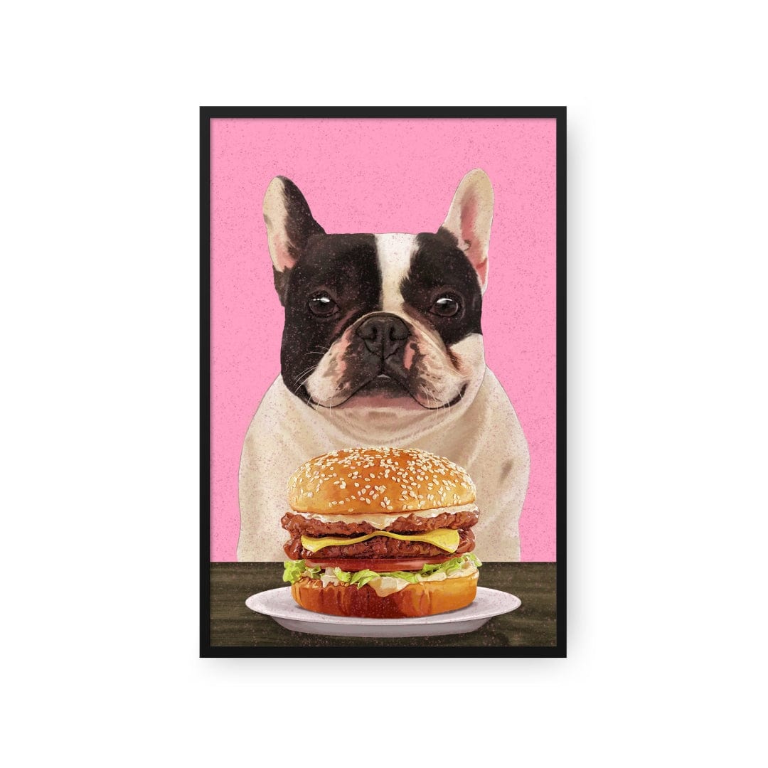 Royal and Paws - Framed Poster Custom Pet with Burger Portrait - Framed Poster
