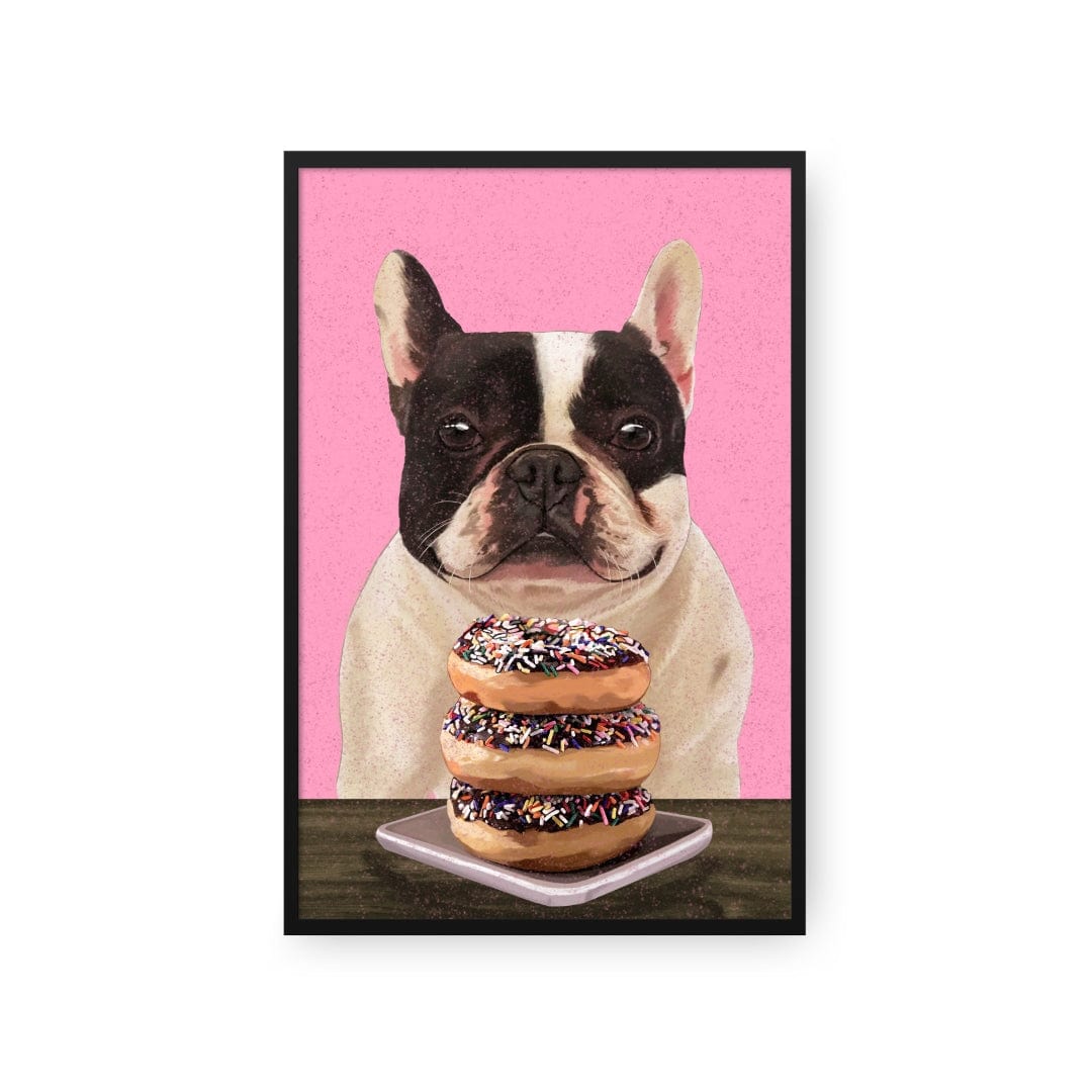 Royal and Paws - Framed Poster Custom Pet with Donuts Portrait - Framed Poster