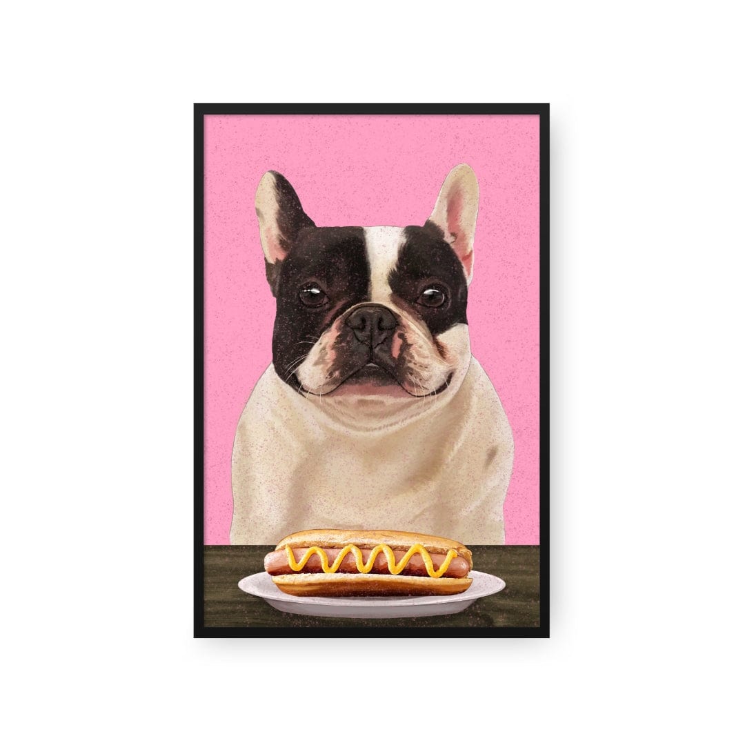 Royal and Paws - Framed Poster Custom Pet with Hot Dog Portrait - Framed Poster