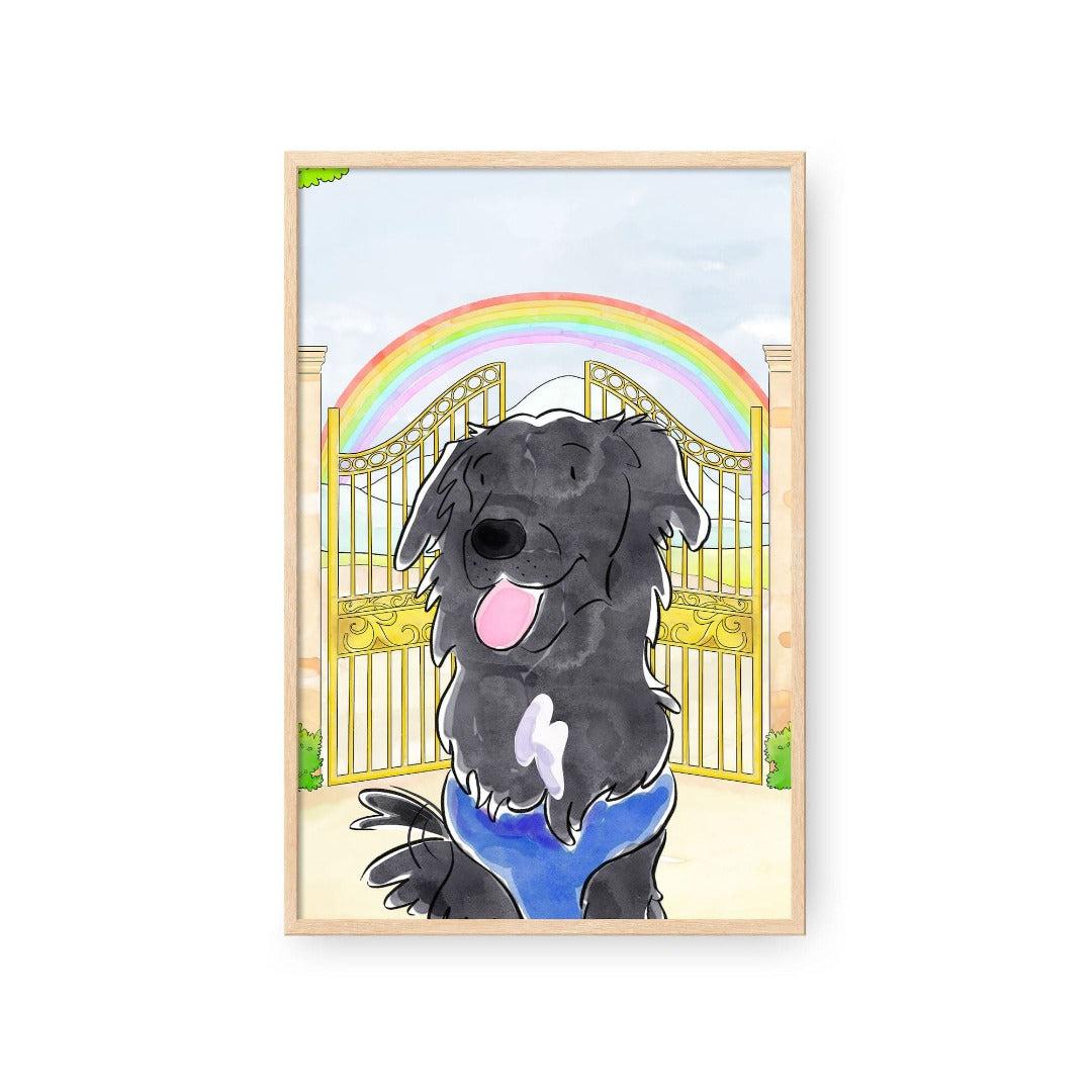 Royal and Paws - Framed Poster Watercolor Pet Portrait - One Pet, Framed Poster 10" x 8" / Walnut / Rainbow Bridge
