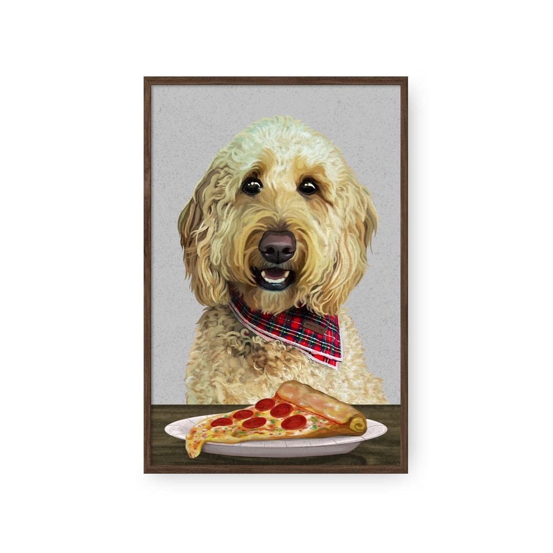 Royal and Paws - Framed Poster Custom Pet with Pizza Portrait - Framed Poster
