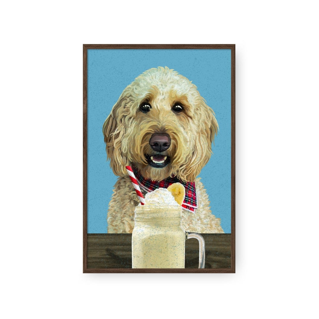 Royal and Paws - Framed Poster Custom Pet with Banana Shake Portrait - Framed Poster