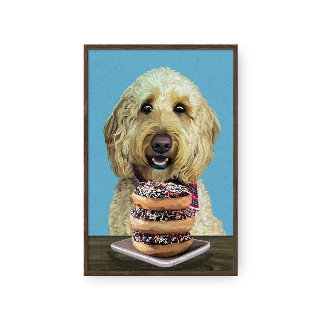Royal and Paws - Framed Poster Custom Pet with Donuts Portrait - Framed Poster