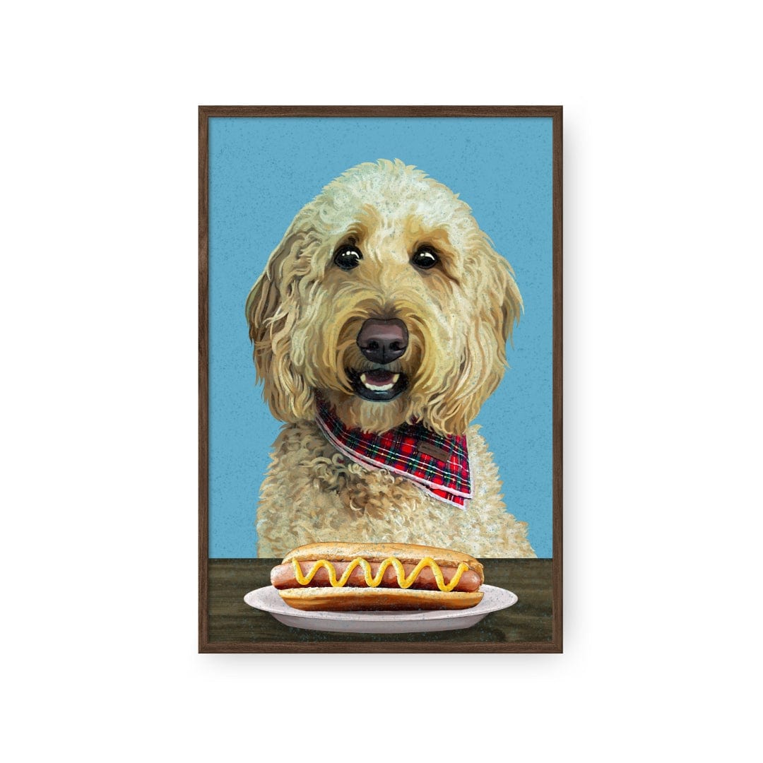 Royal and Paws - Framed Poster Custom Pet with Hot Dog Portrait - Framed Poster