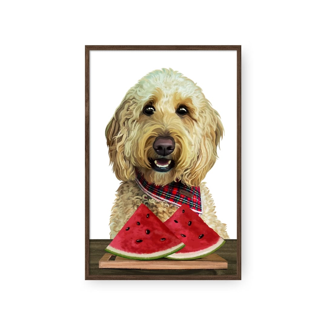 Royal and Paws - Framed Poster Custom Pet with Watermelon Portrait - Framed Poster