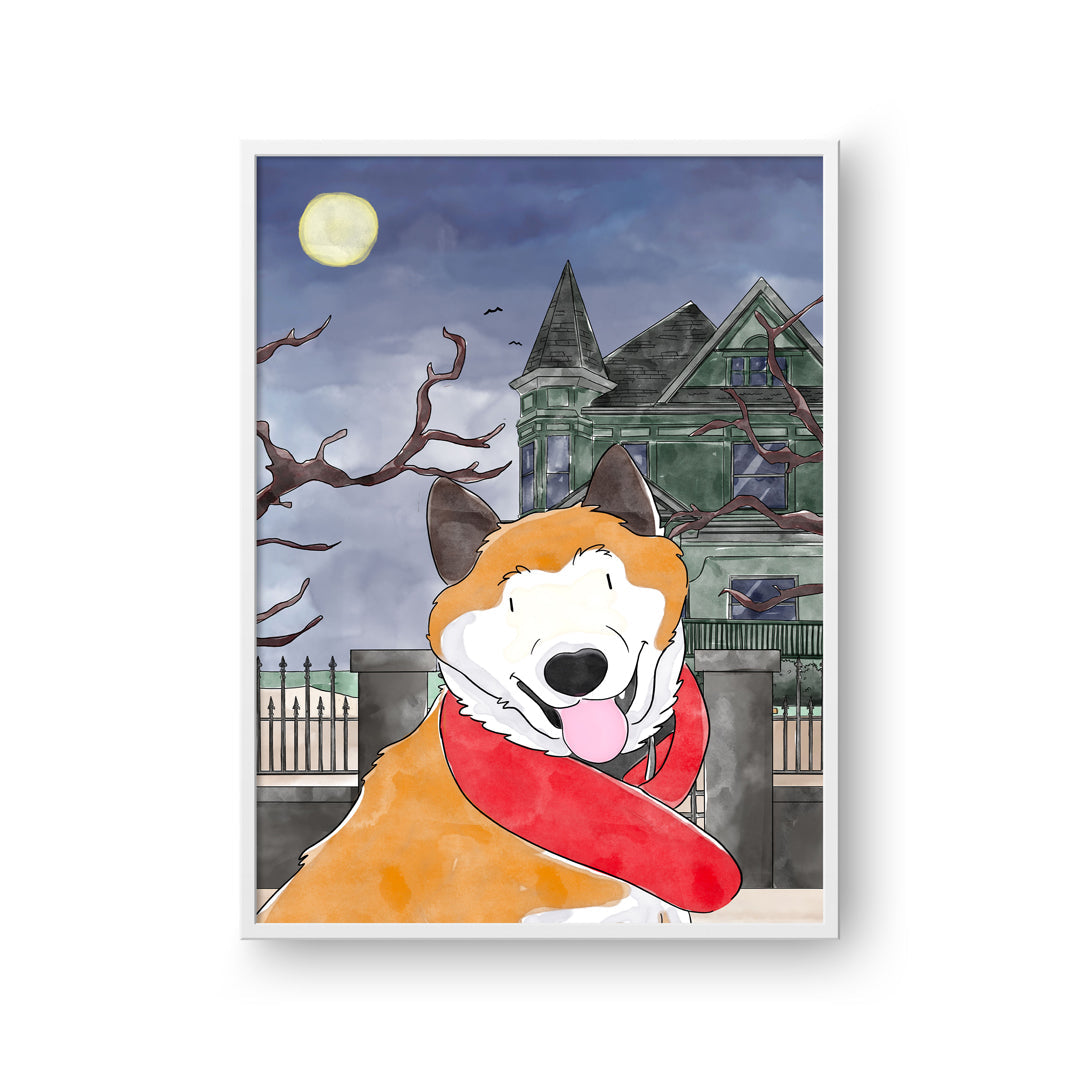 Watercolor Pet Portrait - One Pet, Framed Poster