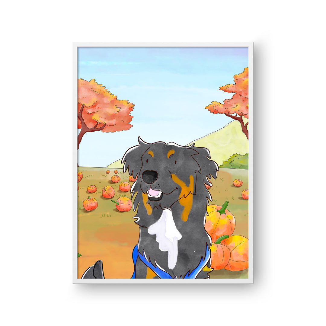 Watercolor Pet Portrait - One Pet, Framed Poster