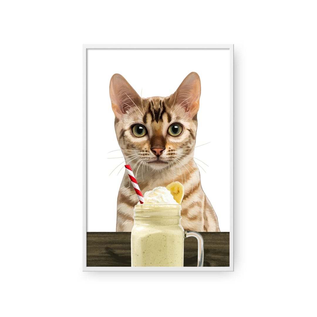 Royal and Paws - Framed Poster Custom Pet with Banana Shake Portrait - Framed Poster