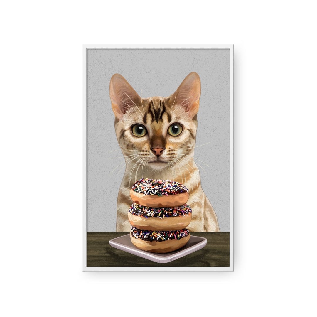 Royal and Paws - Framed Poster Custom Pet with Donuts Portrait - Framed Poster