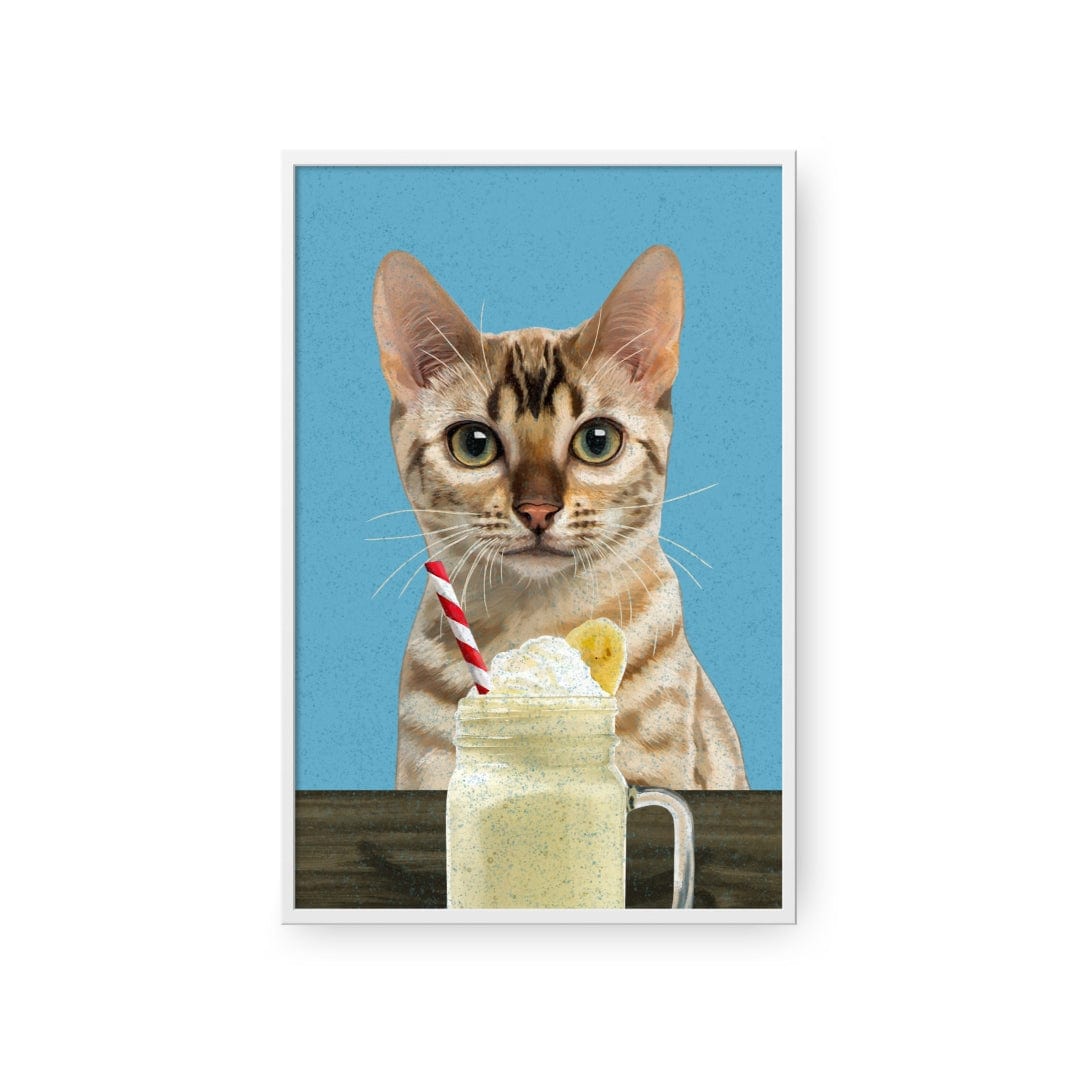 Royal and Paws - Framed Poster Custom Pet with Banana Shake Portrait - Framed Poster