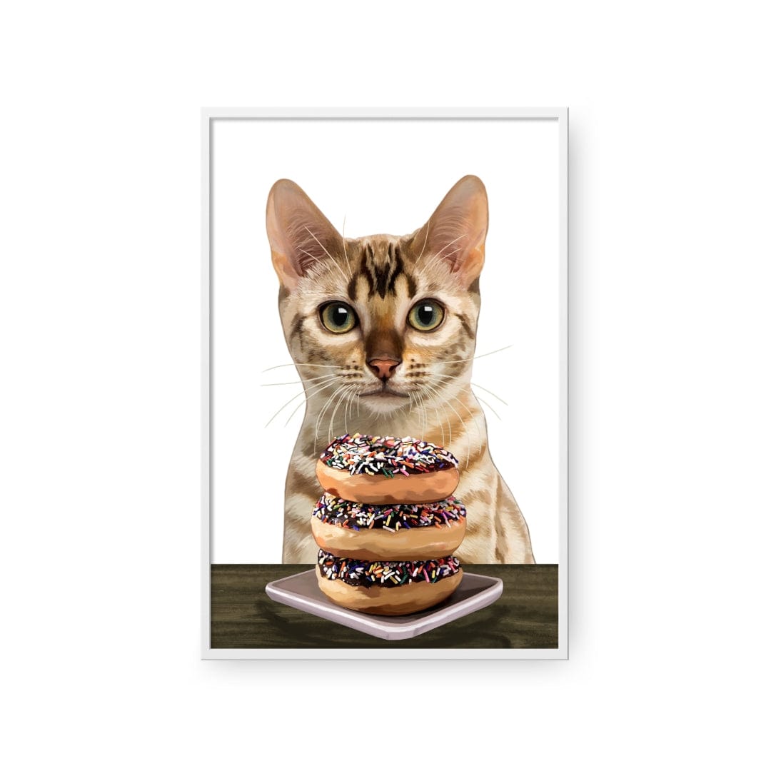 Royal and Paws - Framed Poster Custom Pet with Donuts Portrait - Framed Poster