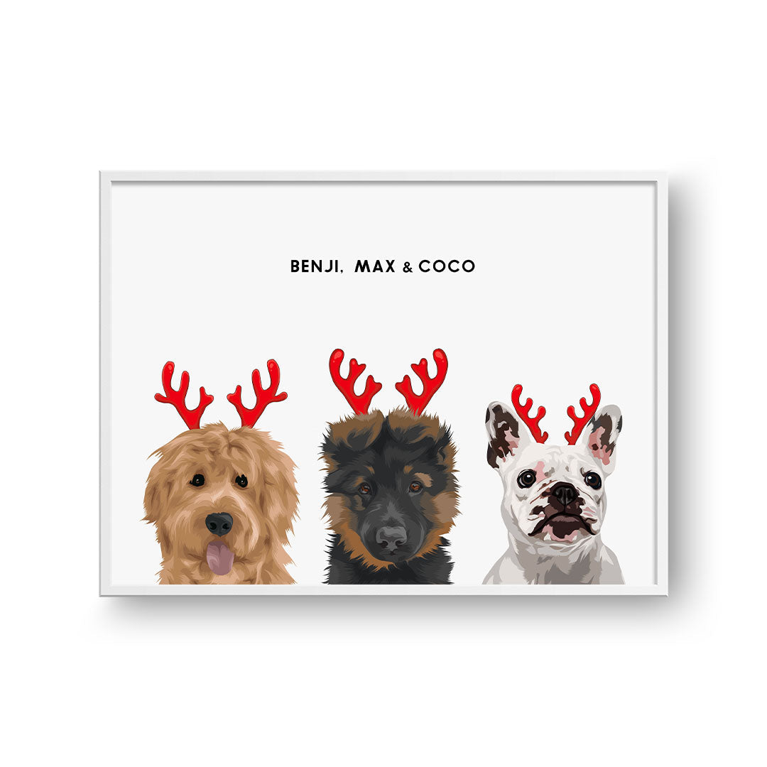 Christmas Pet Portrait - Three Pets