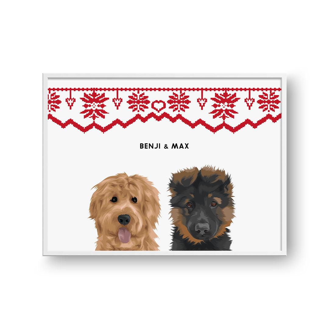 Christmas Pet Portrait - Two Pets