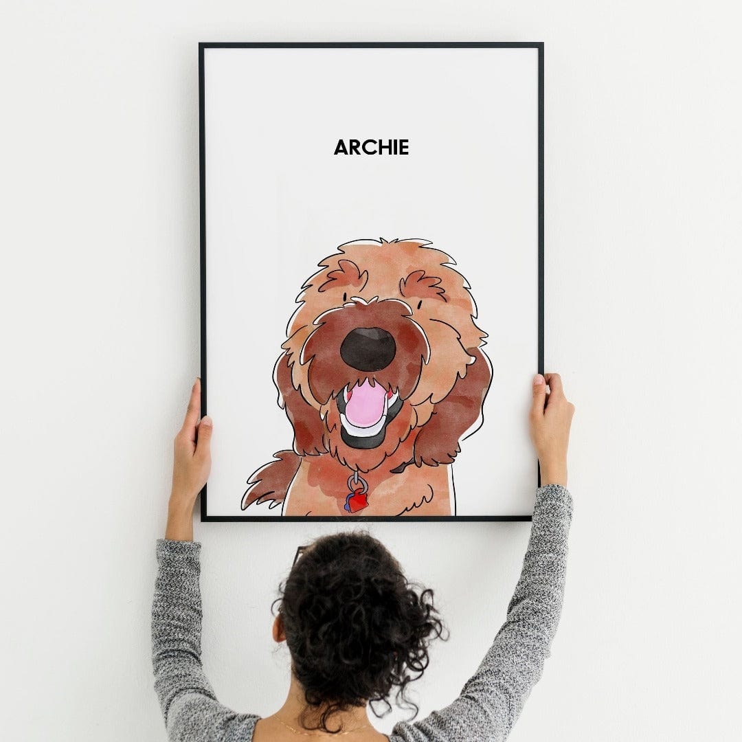 Watercolor Pet Portrait - One Pet, Framed Poster