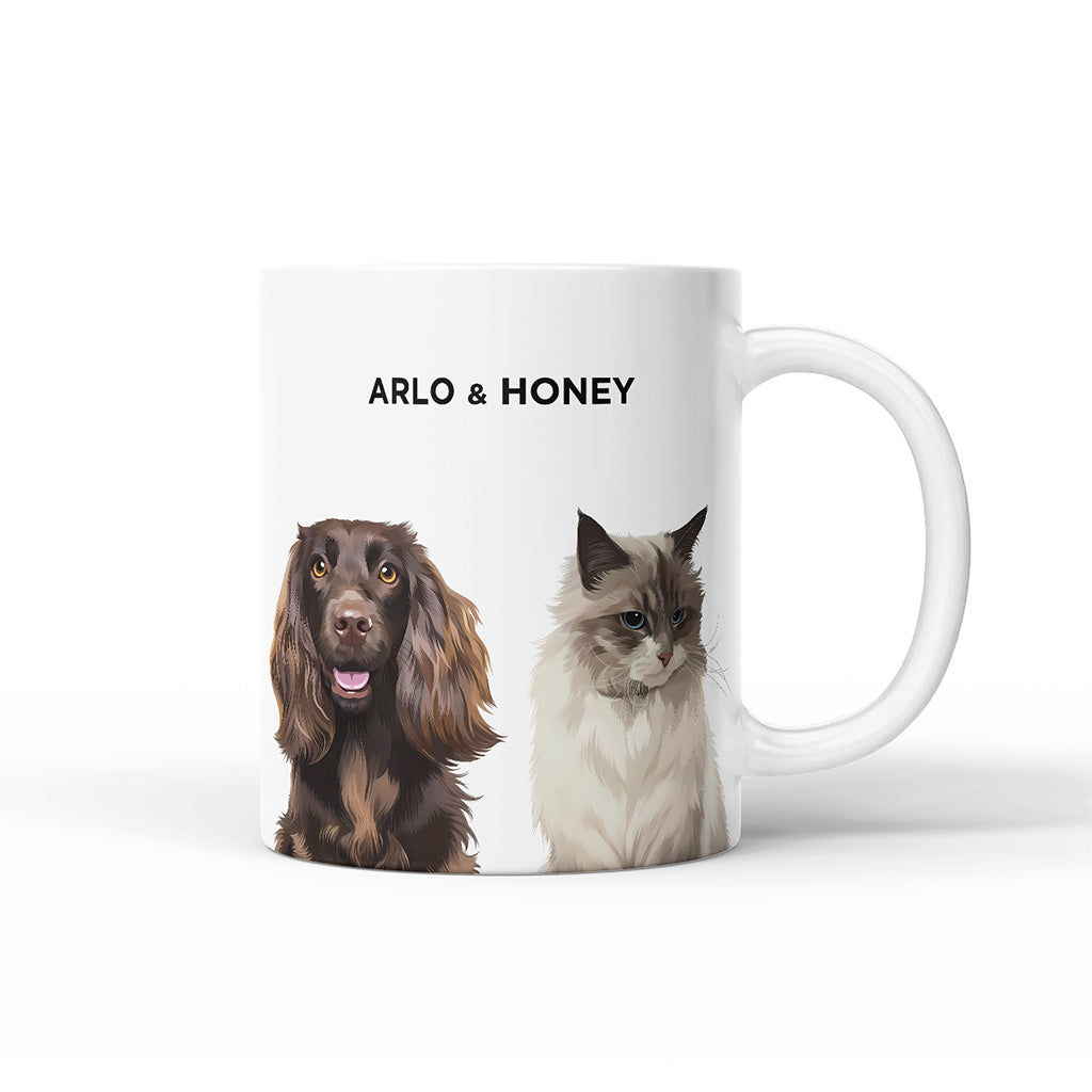 Royal and Paws - Mug Custom Modern Pet Portrait Mug - Two Pets